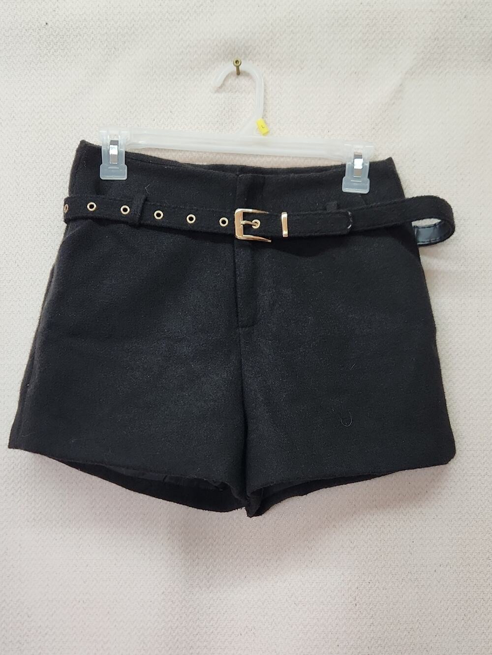 Black High-Waist Belted Women's Shorts